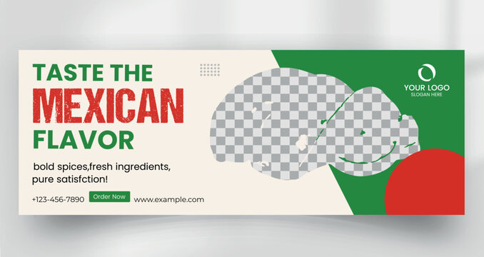 Mexican tacos food banner template for restaurant menu flavor

