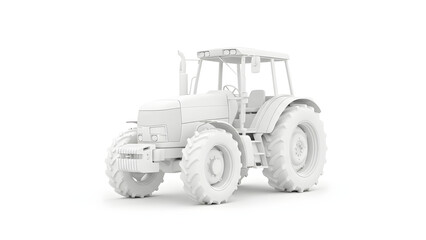 Naklejka premium Tractor parked alone on a vast field in a rural landscape scene