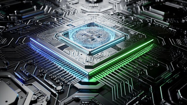Close-up of a computer processor chip.