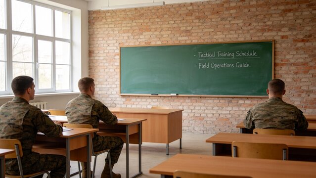 Military personnel in classroom setting
