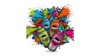 Urban Graffiti Spray Paint Cans – Vibrant Street Art Design © ROMEO