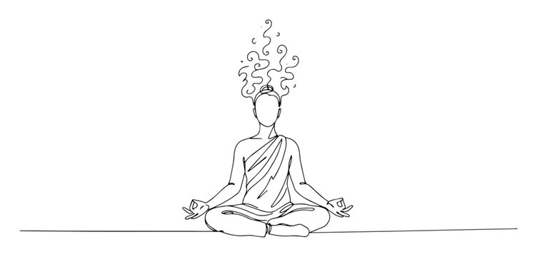 meditation with rising energy from mind abstract concept