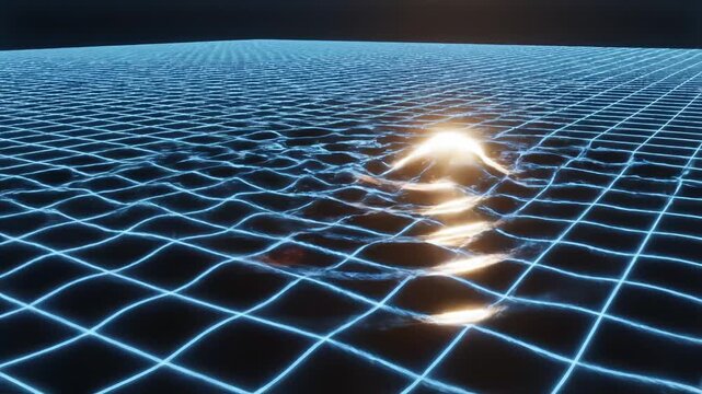 Grid pattern with glowing light on dark surface ideal for creative backgrounds and modern web design