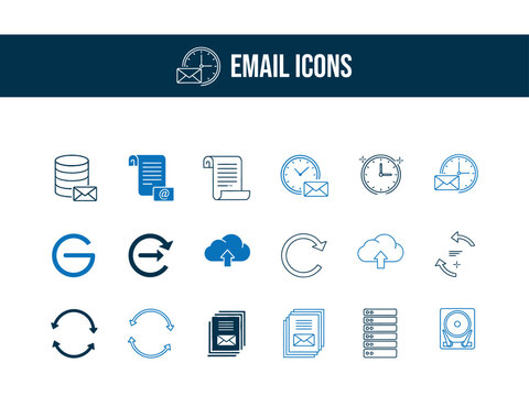 Collection of modern email icons for digital communication