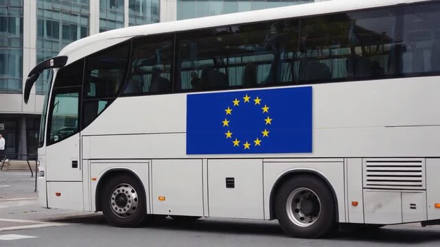 Bus with the European flag.