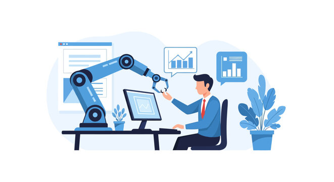 Automated Business Process Flow Illustration Representing Digital Transformation and Efficiency