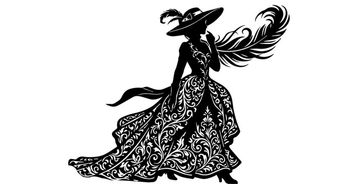 Black lace wedding dress with long train and floral design