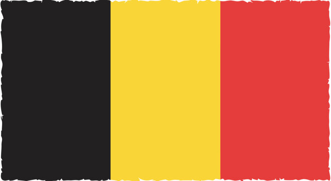 Belgian flag displayed with vertical stripes on textured edge