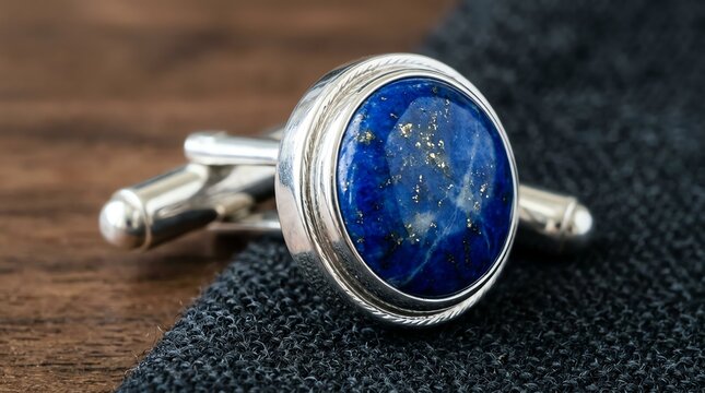 Elegant silver cufflinks featuring deep blue lapis lazuli stones for formal wear.