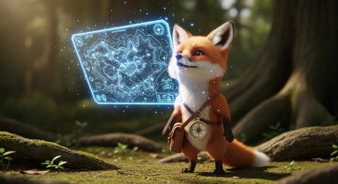 Smiling Fox with Virtual Map Display.