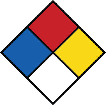 NFPA 704 Hazard Diamond Standard Safety Symbol With Red Yellow Blue And White Sections Representing Chemical Risks Isolated On A Plain White Canvas