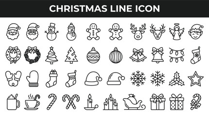 Christmas flat  set  Thin line editable stroke icons and vector illustration  © Ringgoku