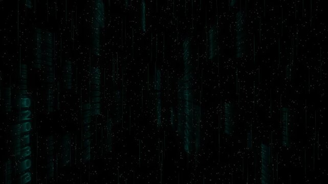 Digital rain effect on black background computer code. Matrix code rain symbol for network encryption system. Digital matrix code rain animation for hackers.