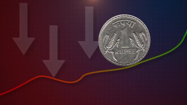 Declining Indian Rupee Value Economic Crisis Concept