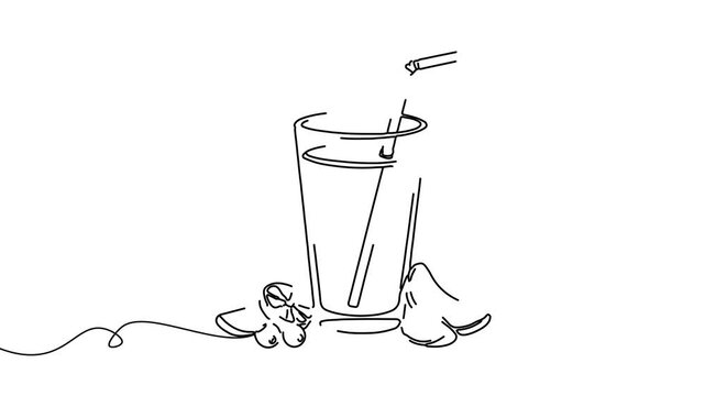 Animation of line drawing of smoothie glass, healthy lifestyle.
