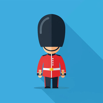 British Guard Soldier Wearing Red Uniform.
