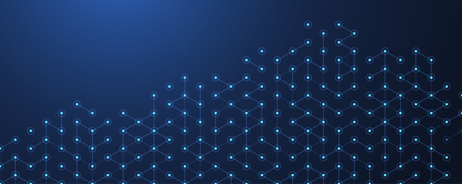 Abstract digital blockchain cube blocks concept. 3D big data cubes quantum computer technology idea. Artificial intelligence data core cubes design element