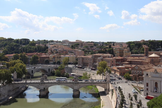 Cityscape of Rome, Italy, a view from the Gianicolo (Janiculum) hill .