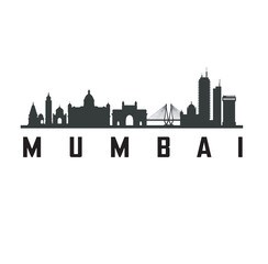 Obraz premium Mumbai Skyline Bold Black Silhouette Vector Illustration