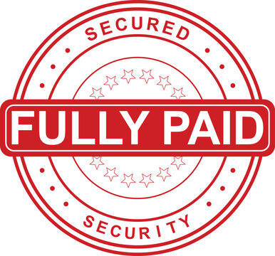 A red rubber stamp on document shows fully paid secured security