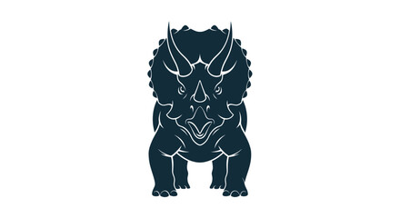 Triceratops Dinosaur Silhouette, Ancient Reptile Illustration © edur