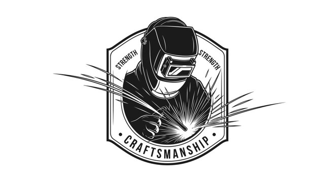 Welder Craftsmanship Emblem with Sparks
