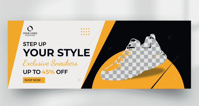 Exclusive sneakers shoes fashion sale banner template
