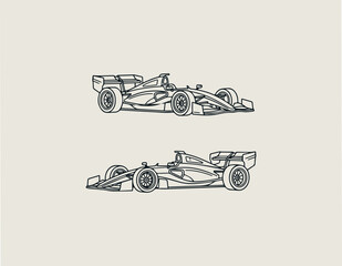 Fototapeta premium Formula racing car outline vector illustration on white background