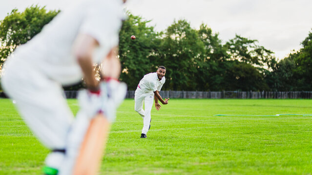 Cricket match on green field