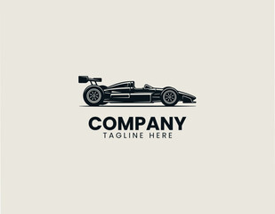 Fototapeta premium Vintage formula racing car silhouette vector illustration on white background