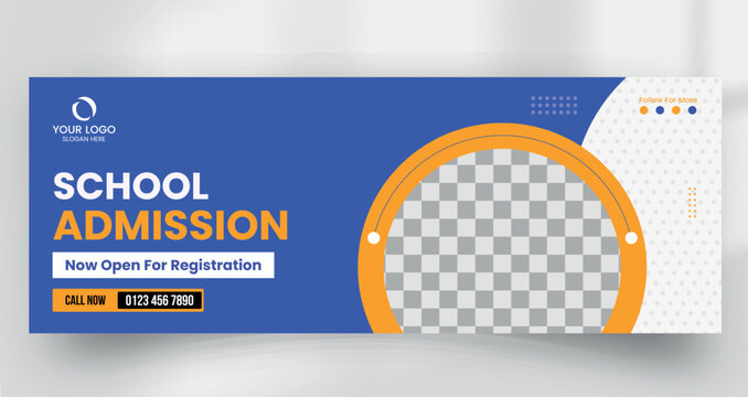 School admission web header banner template with science classroom
