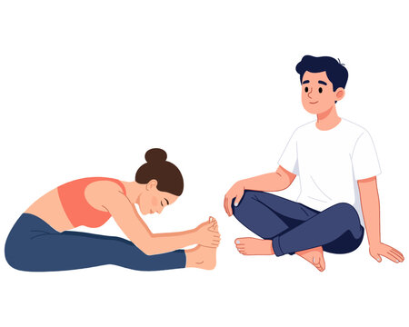 man and woman doing yoga in vector illustration format