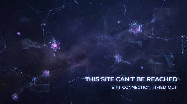 Dark background with This Site Can't Be Reached error message and connection timed out