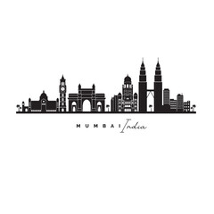 Obraz premium Mumbai Skyline Bold Black Silhouette Vector Illustration