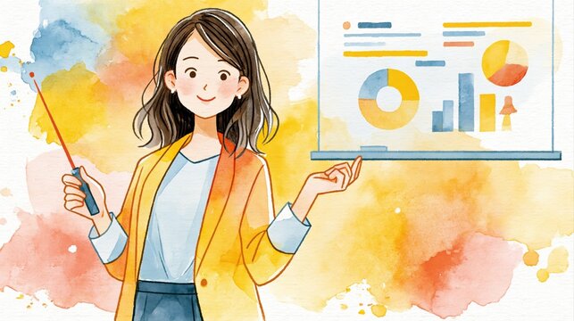 講義室で説明をする女性講師