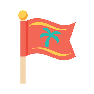 Colorful Flag with Palm Tree Design.
