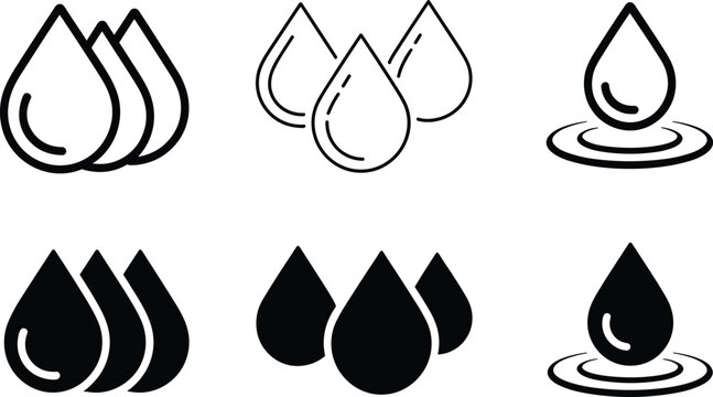 Water drop logo icon collection set, liquid splash symbols vector illustration isolated modern design bundle elements