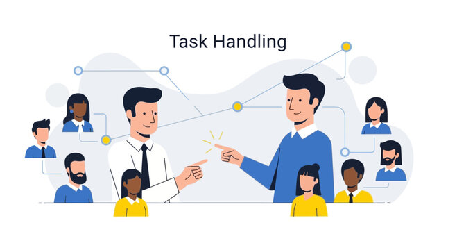 Team Task Management Collaboration Concept, Business People Working Together