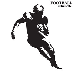 Naklejka premium Diverse silhouetted football players in action poses, depicting kicking, running, and tackling