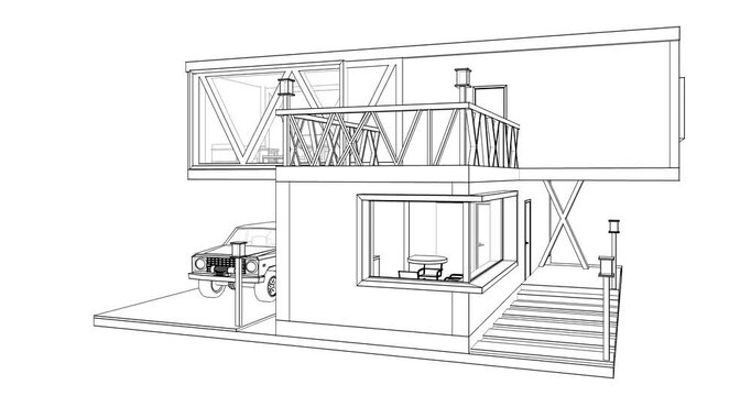 residential house plan interior 3d rendering	
