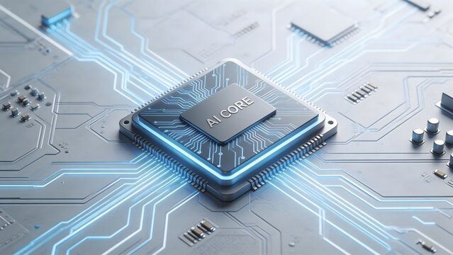 AI core chip on circuit board