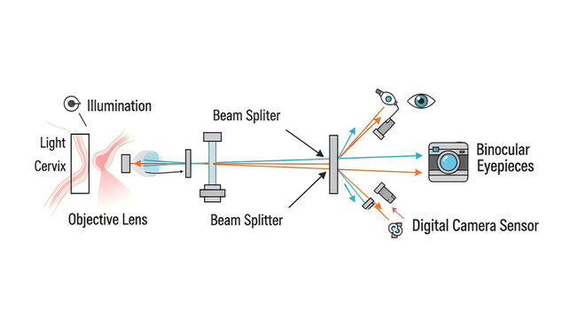 Schematic Diagram of Medical Colposcope Optical Path and Imaging