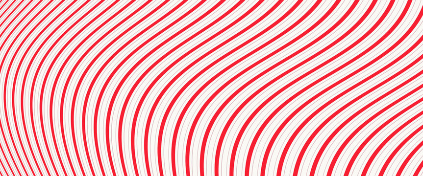 Red and pink Christmas seamless pattern. Candy cane diagonal stripes background. Repeating decoration wallpaper. Winter holidays lines backdrop. Xmas peppermint present wrapping print design. Vector
