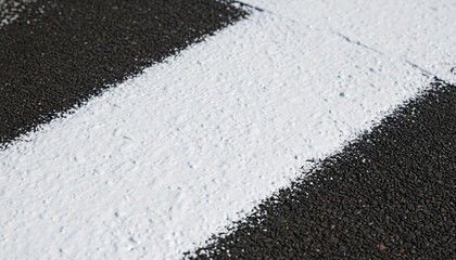 Fototapeta premium Ultra white reflective cooling paint texture over rough dark asphalt