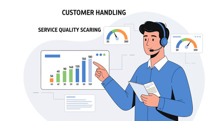 Obraz premium Customer Service Quality Analysis with Charts and Dashboards