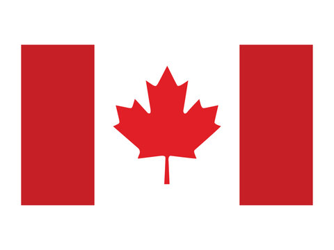 Red canadian maple leaf flag with white background
