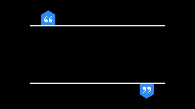 Minimal Line Quote Frame Animation on Black Background blue quote sign Modern Lower Third Motion Graphic Clean Typography Border Overlay Animation for Cinematic Titles and Presentation Videos
