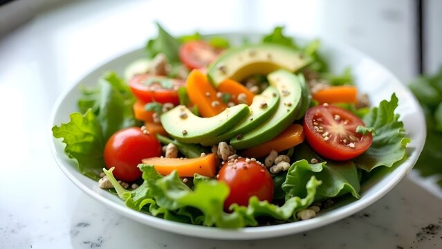 fresh vegetable salad, avocado 