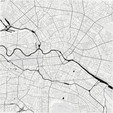 Berlin City Street Map Poster Print JPG Pure White Minimalism Black Ocean Wall Art