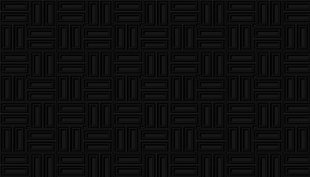 Black grid square consisting, seamless pattern embossed surface textured for decoration